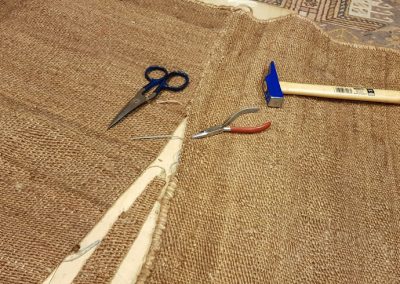 Cosido de trozo sobrante de kilim